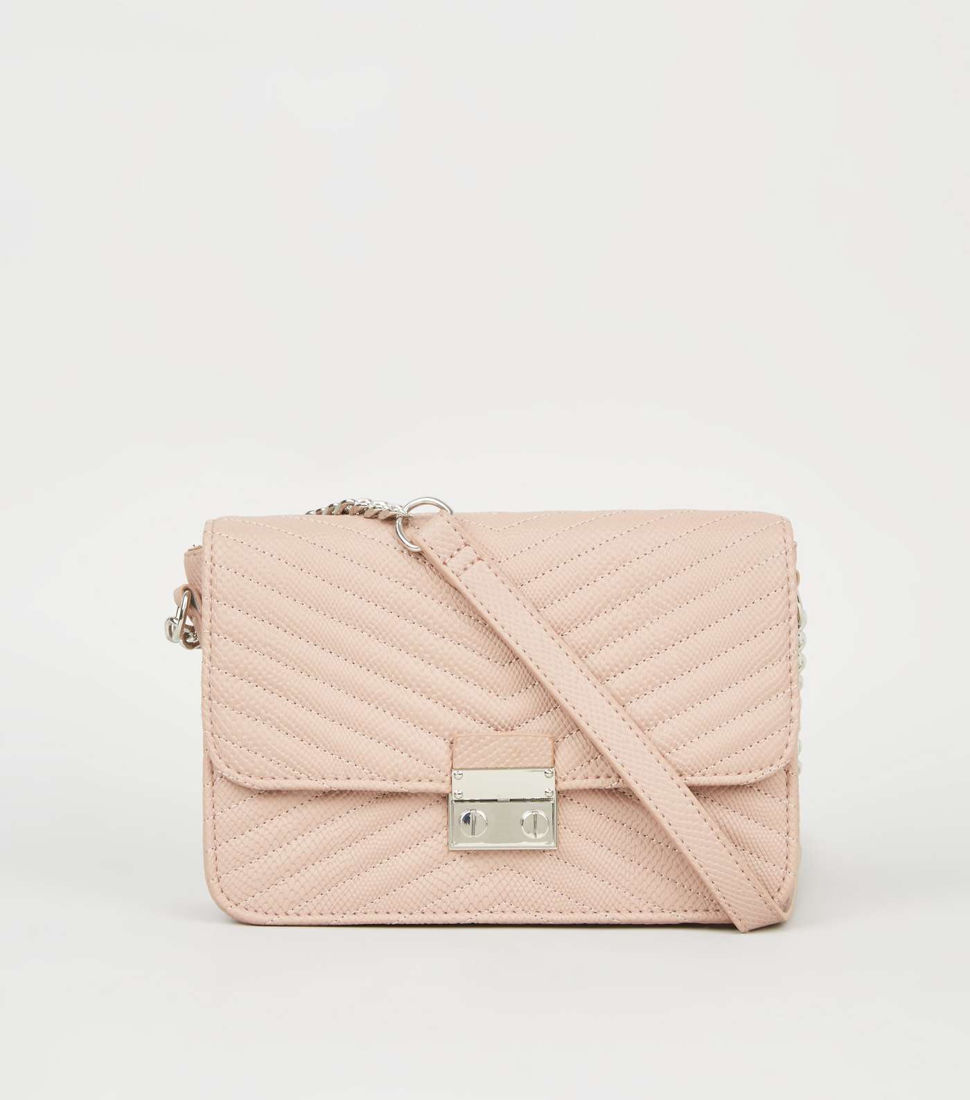Nude Quilted Chain Strap Shoulder Bag