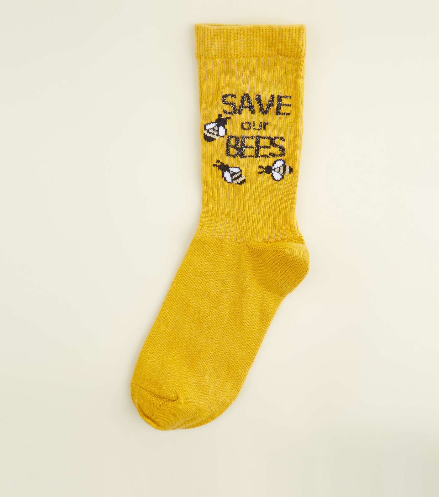 Mustard Save Our Bees Slogan Socks