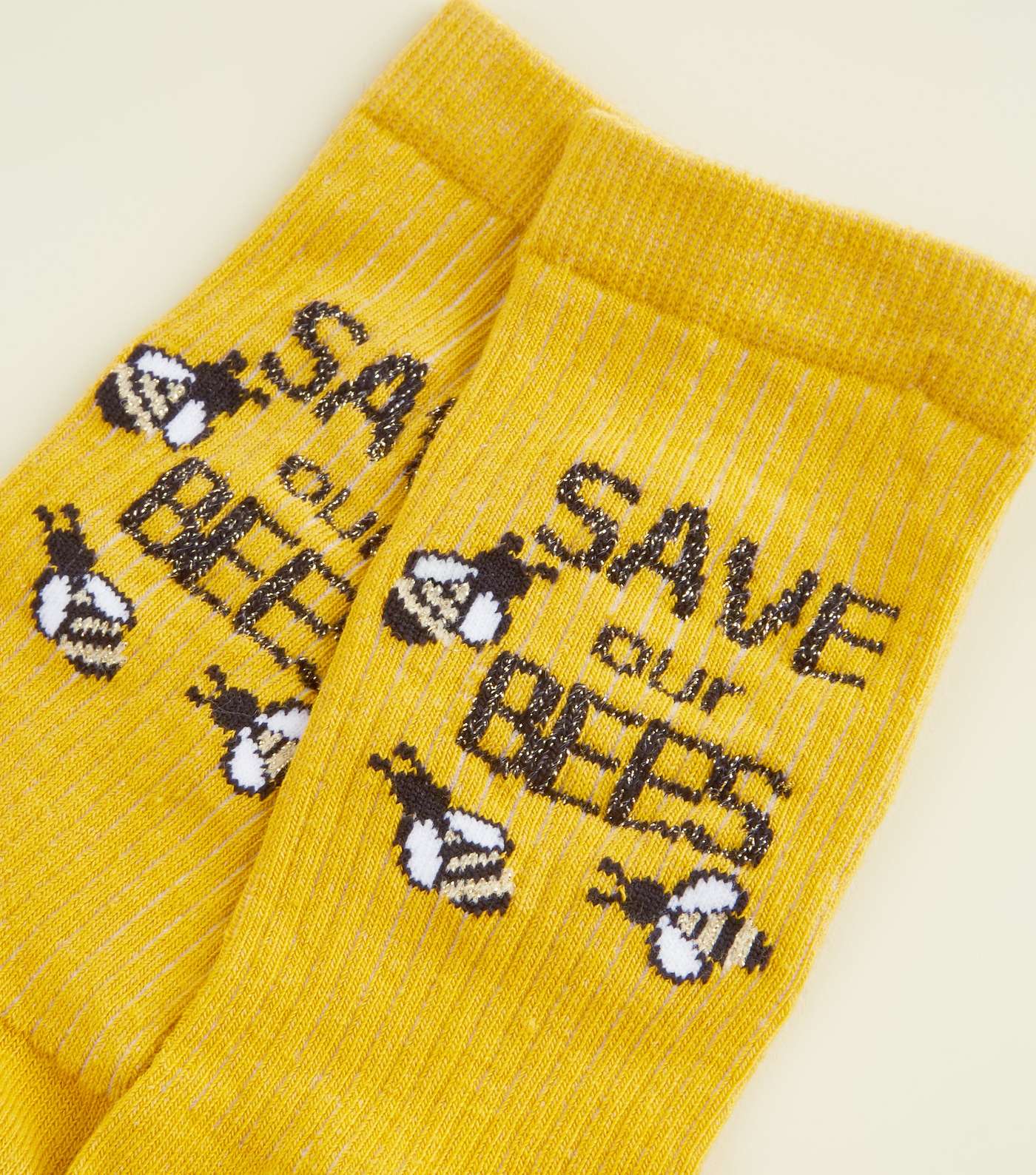 Mustard Save Our Bees Slogan Socks Image 3