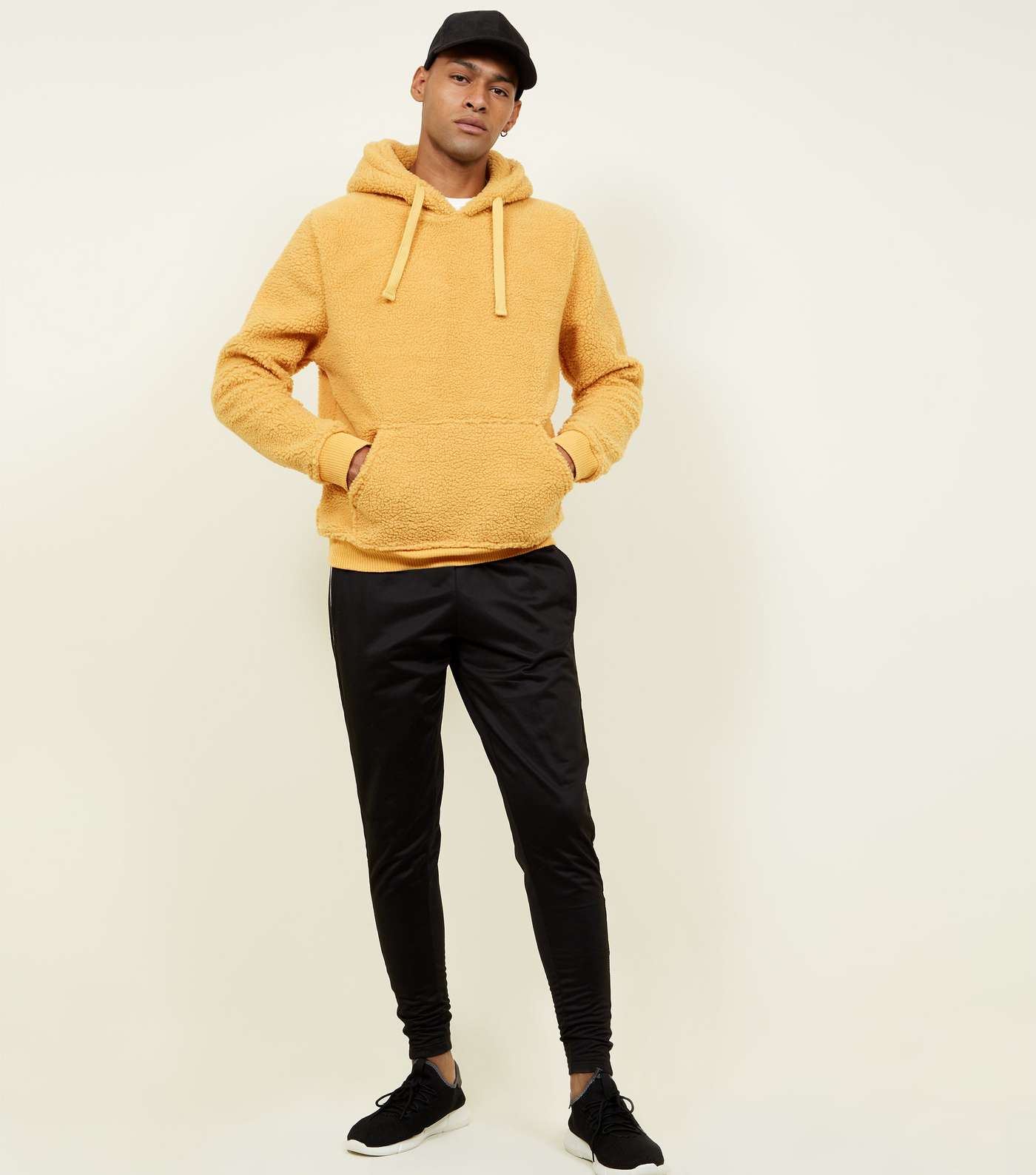 Yellow Borg Pocket Front Hoodie Image 2