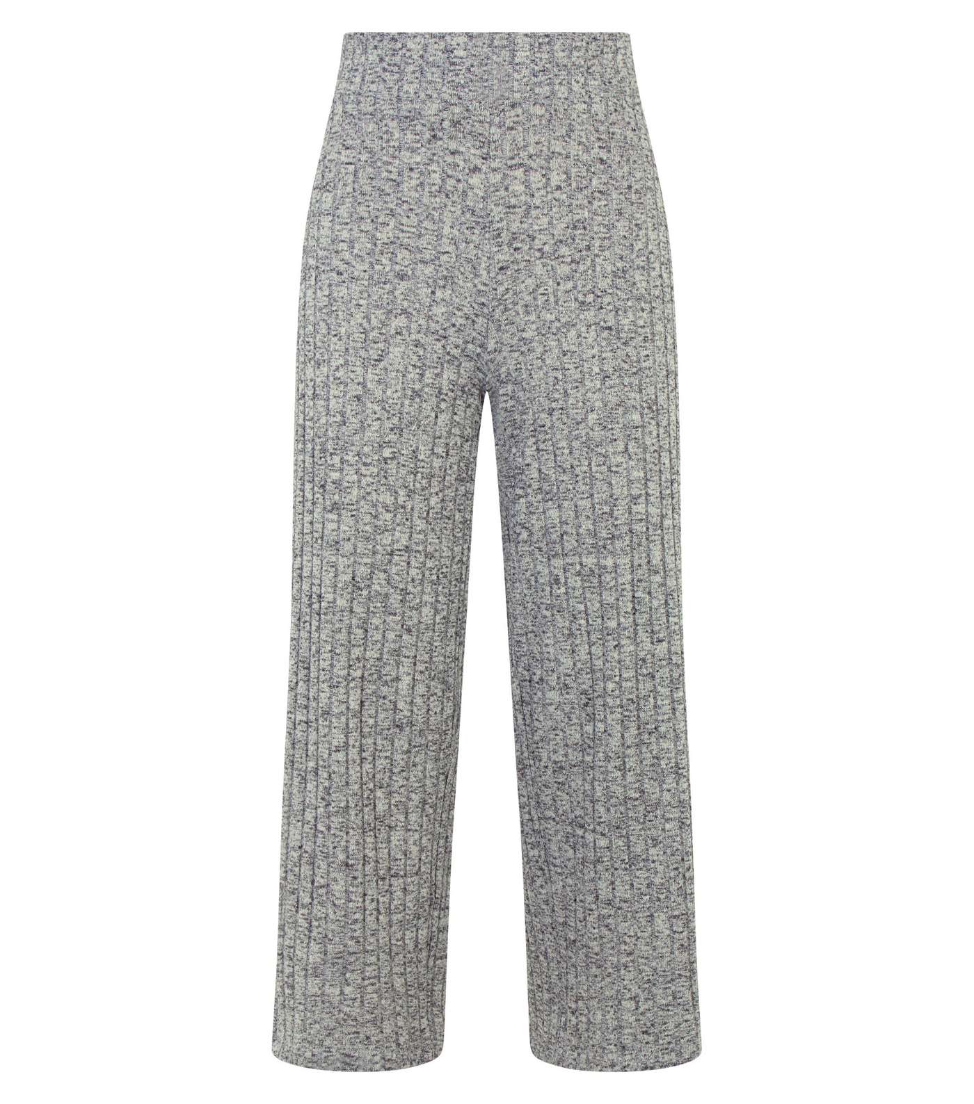 Grey Marl Ribbed Fine Knit Culottes Image 4