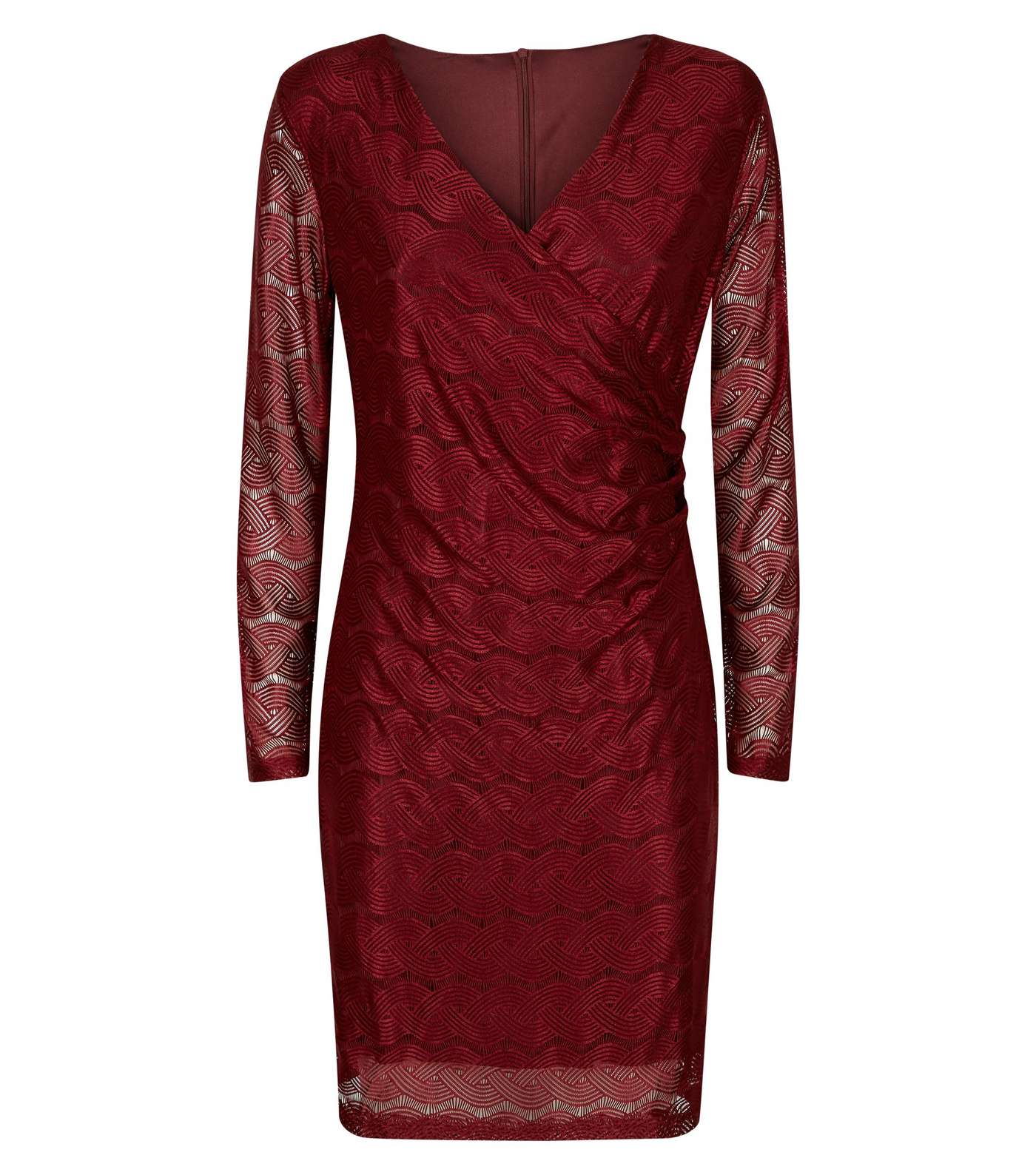 Mela Burgundy Lace Chain Pattern Dress  Image 4