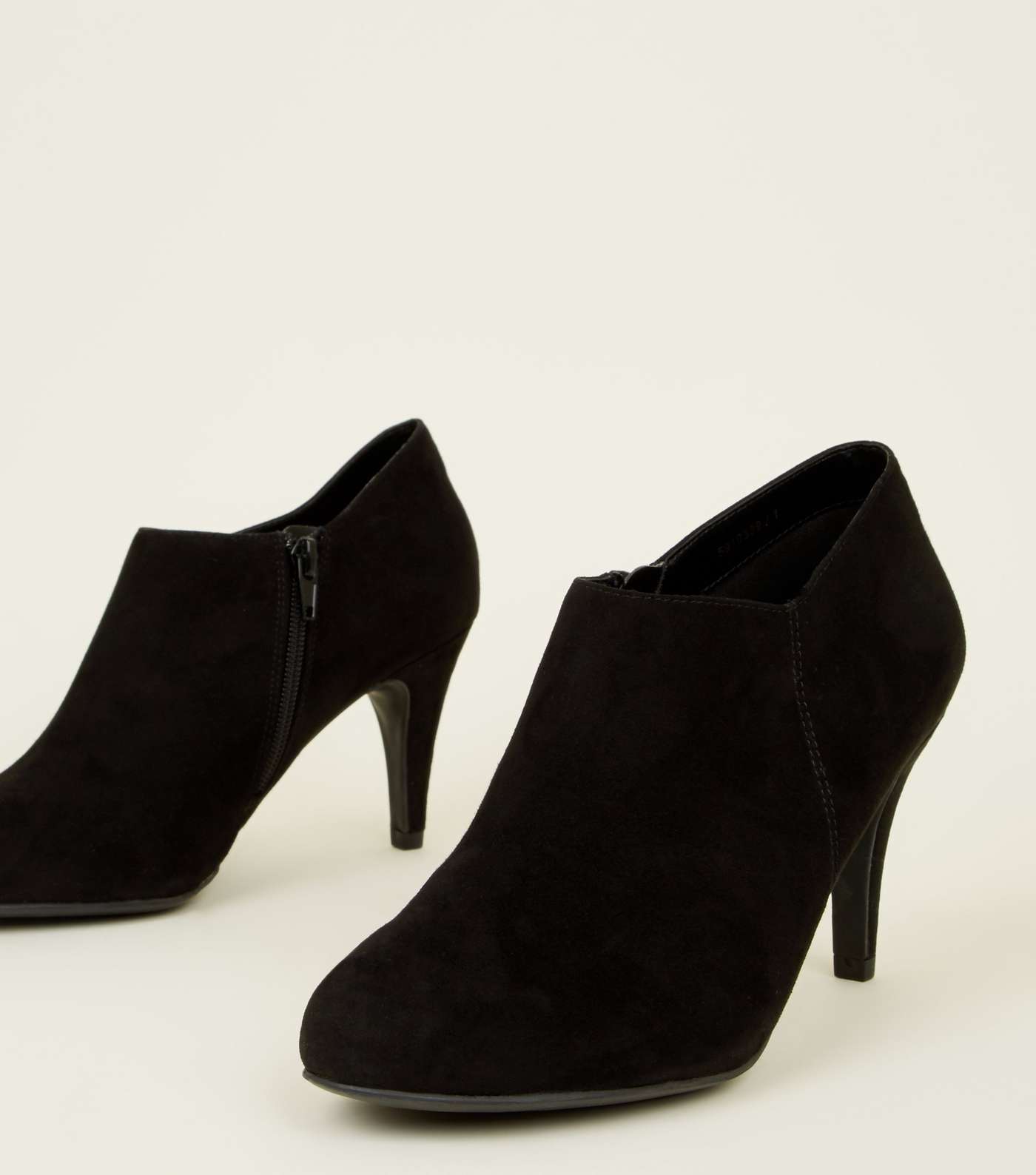 Black Suedette Cone Heel Shoe Boots Image 4