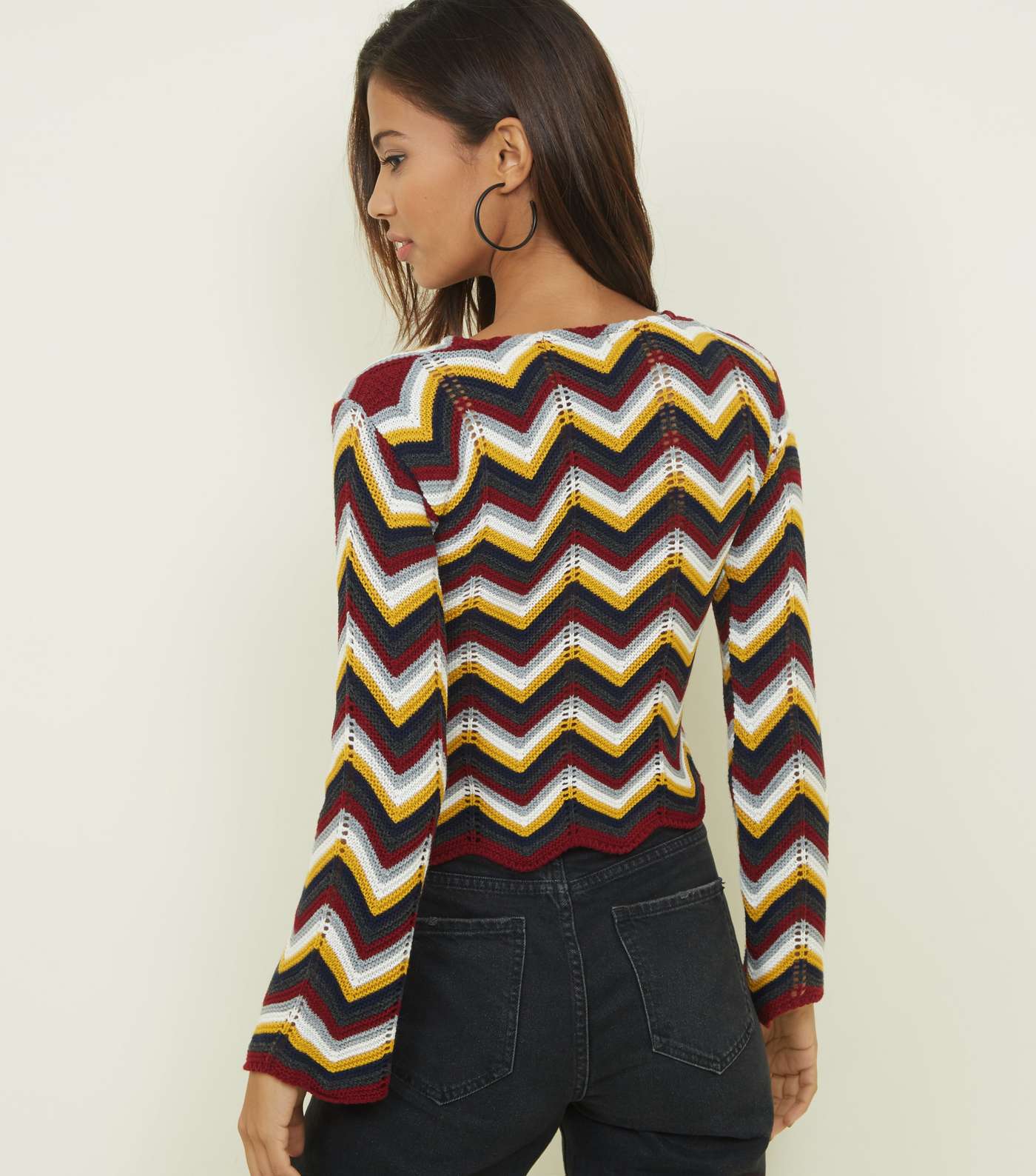 Cameo Rose Red Zig Zag Pointelle Jumper Image 3