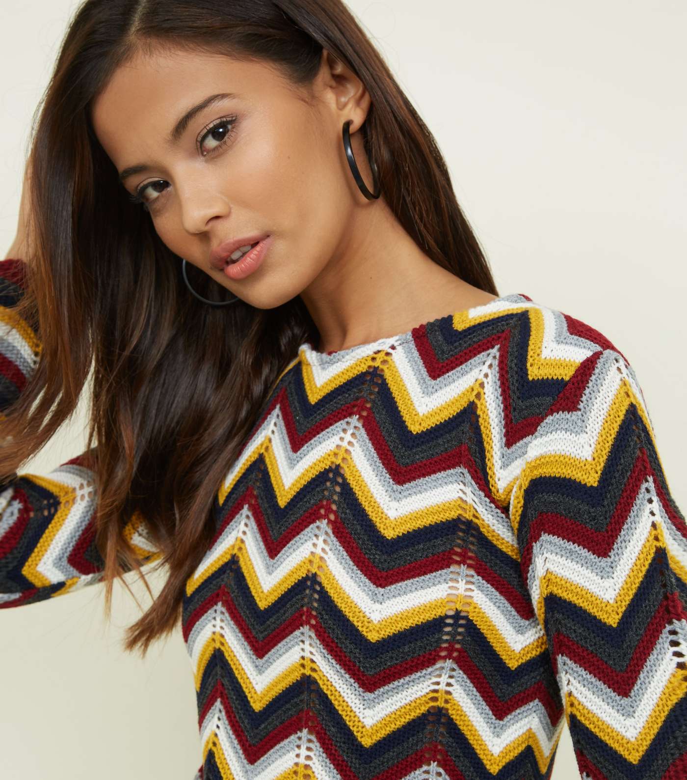 Cameo Rose Red Zig Zag Pointelle Jumper Image 5