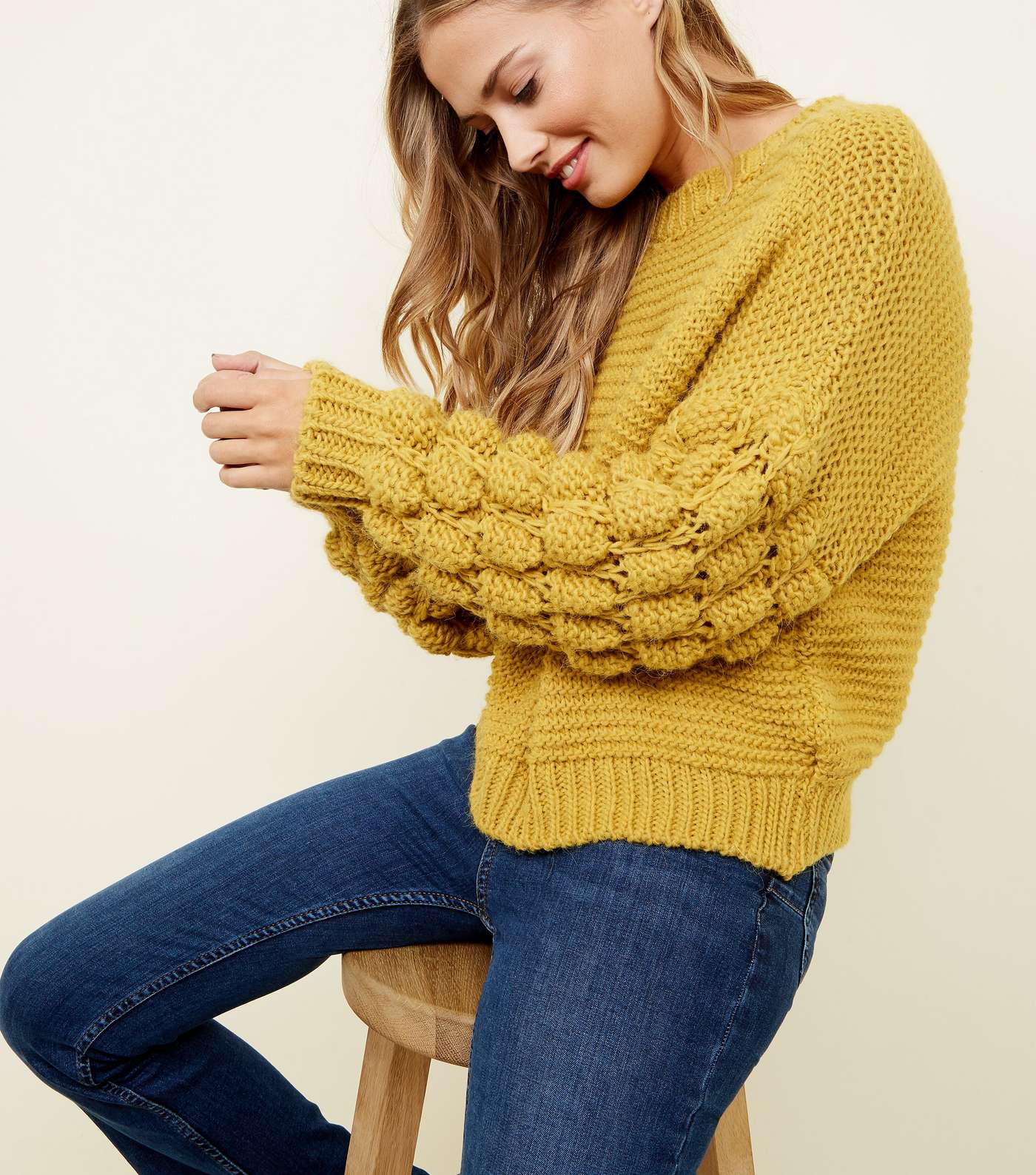 Cameo Rose Mustard Bubble Sleeve Jumper  Image 5