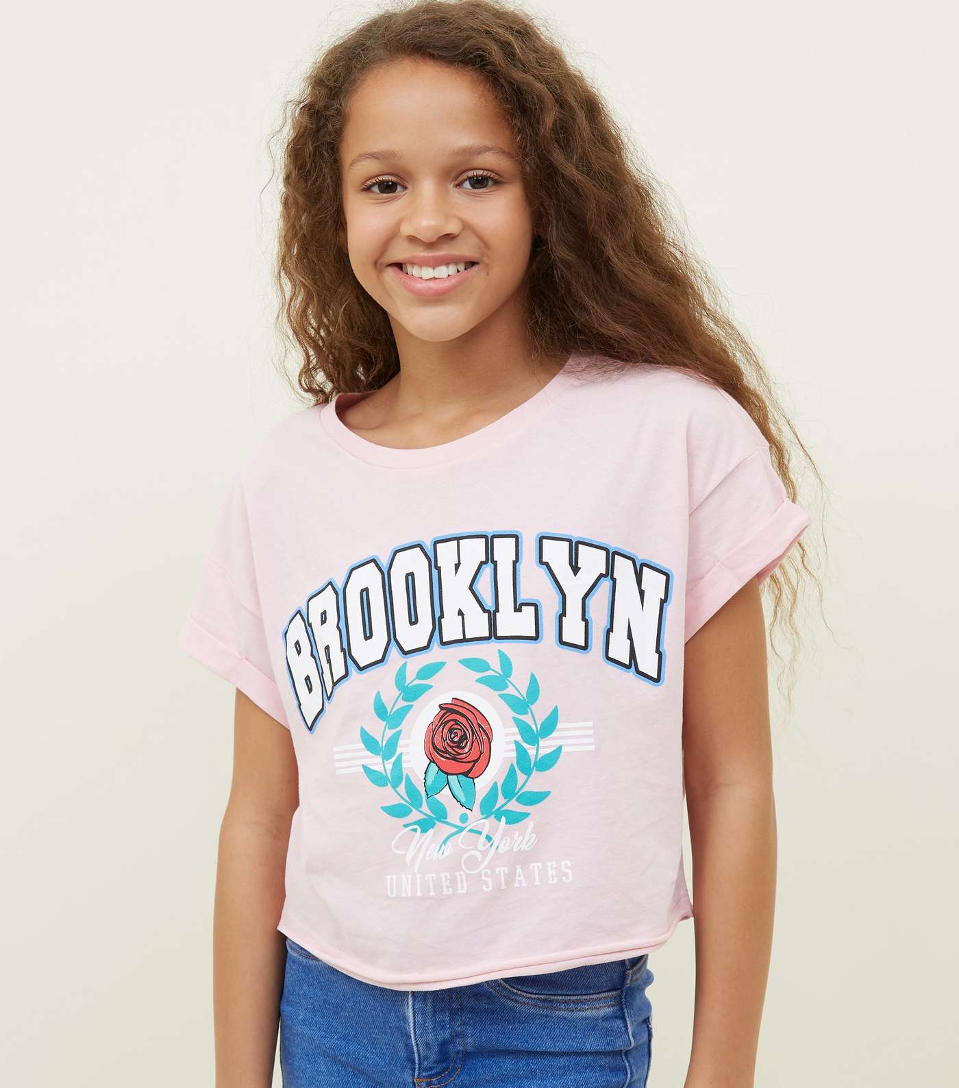 Girls Pink Brooklyn Crest Logo T-Shirt