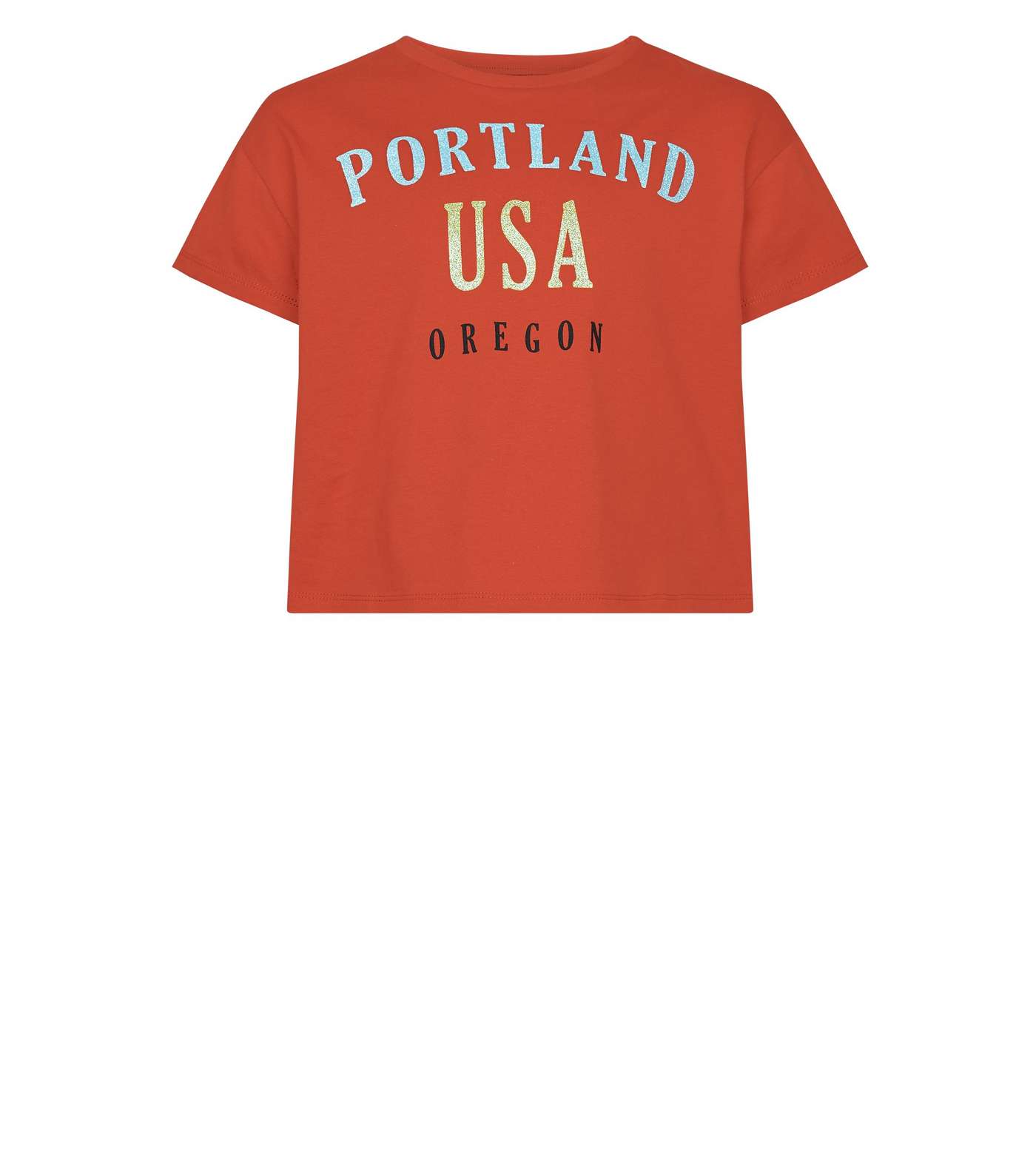 Girls Orange Portland Glitter Slogan T-Shirt  Image 4