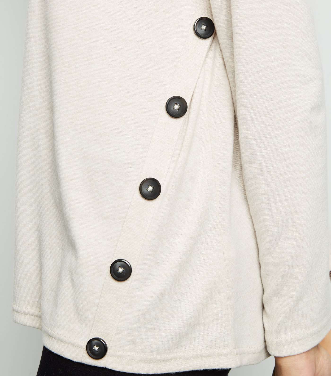 Cream Button Side Brushed Batwing Top Image 3