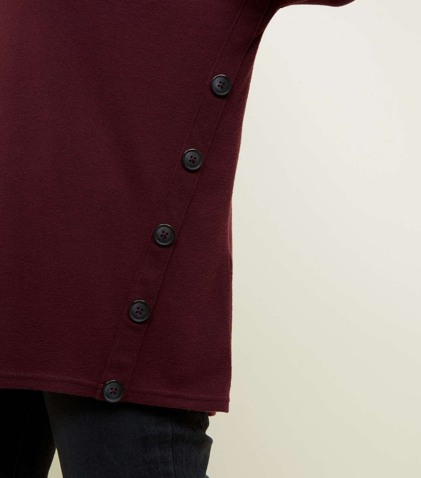 Burgundy Button Side Brushed Batwing Top Image 3