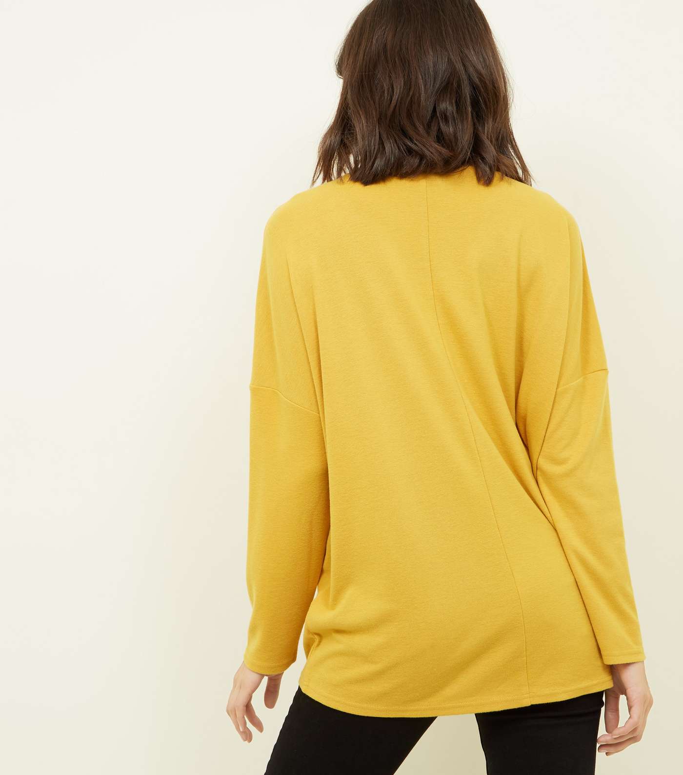Mustard Button Side Brushed Batwing Top Image 3