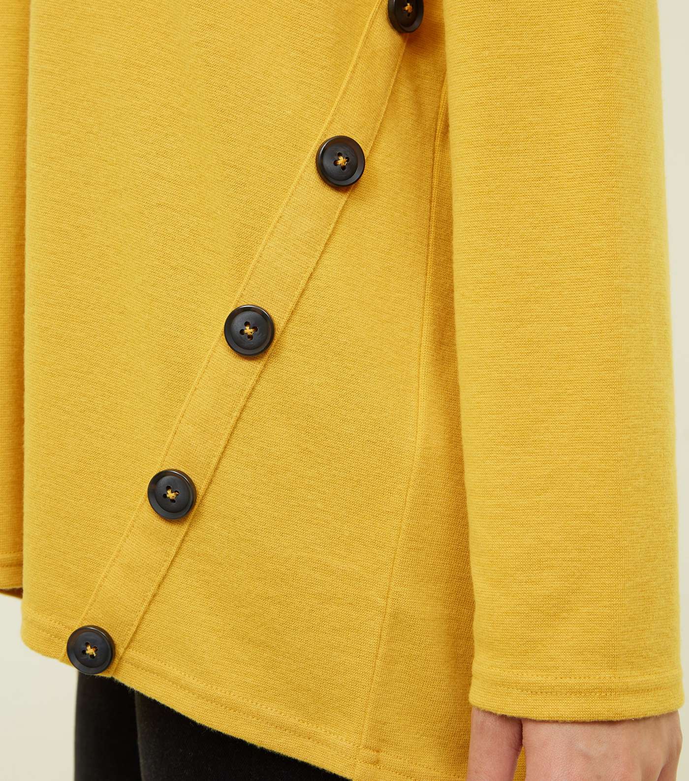 Mustard Button Side Brushed Batwing Top Image 5
