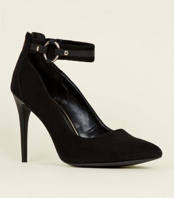 Black Suedette Ring Strap Stiletto Heels | New Look