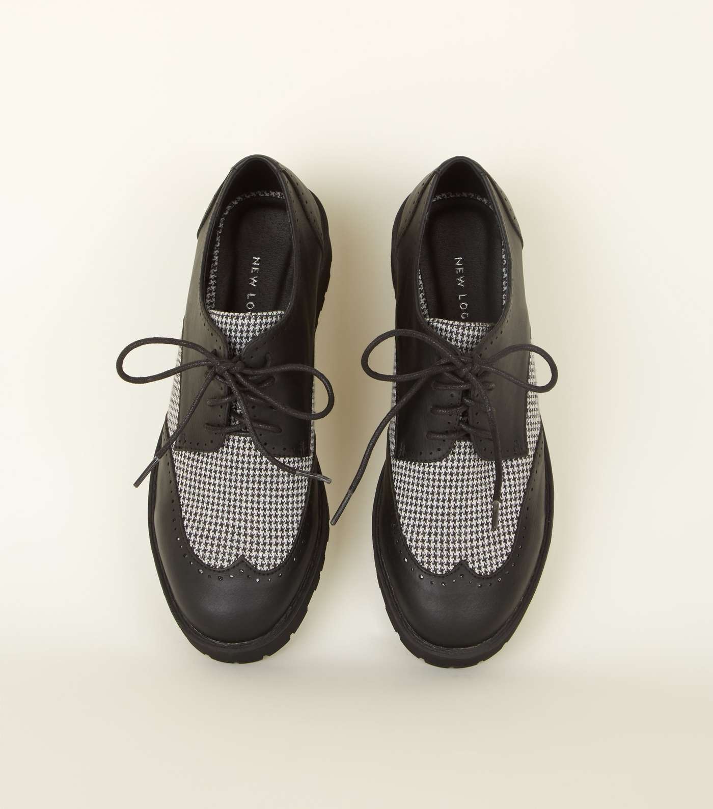 Black Dogtooth Panel Chunky Shoes  Image 4