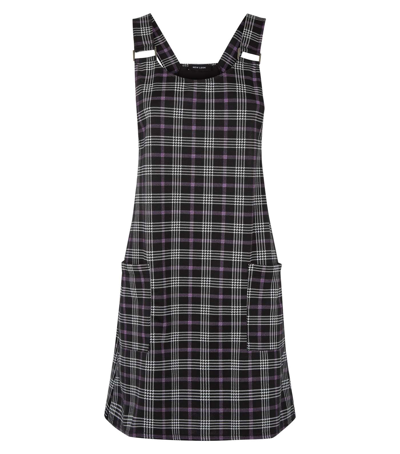 Black Check Buckle Strap Pinafore Dress Image 4