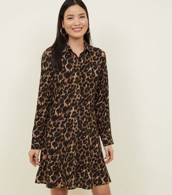 new look animal print shirt dress