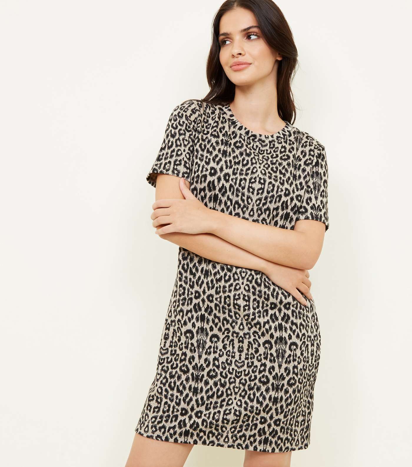 Brown Leopard Jacquard Tunic Dress Image 2