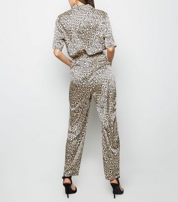 leopard print satin jumpsuit