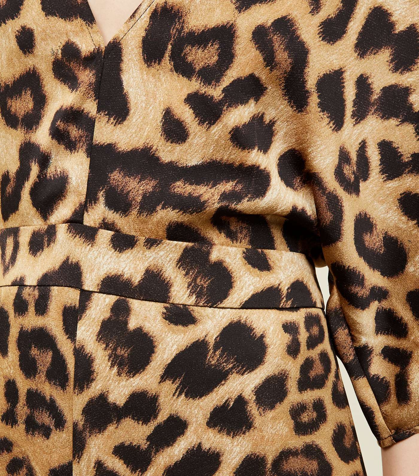 Brown Leopard Print Satin Kimono Sleeve Jumpsuit Image 2