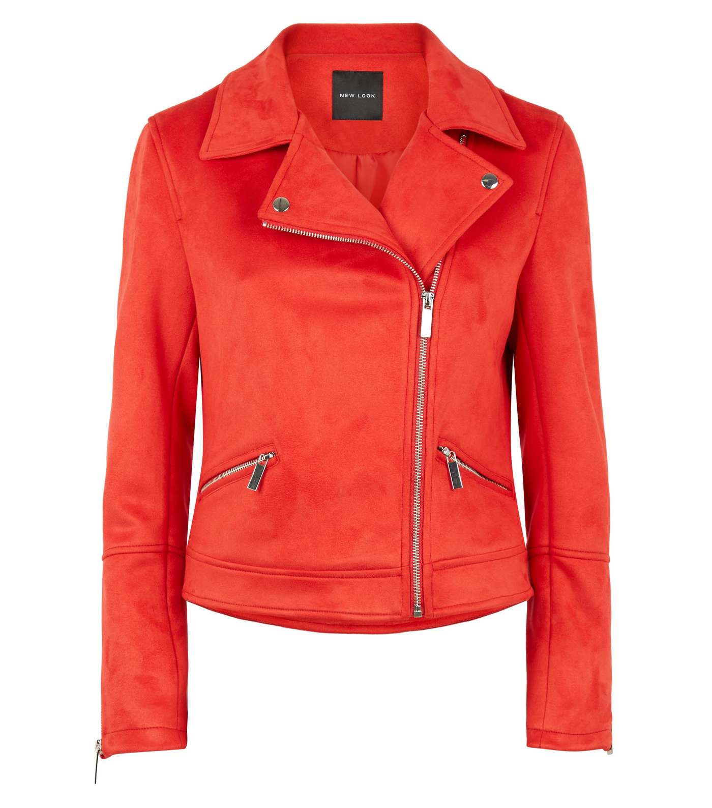 Red Suedette Biker Jacket Image 4