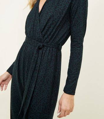 new look green leopard jumpsuit