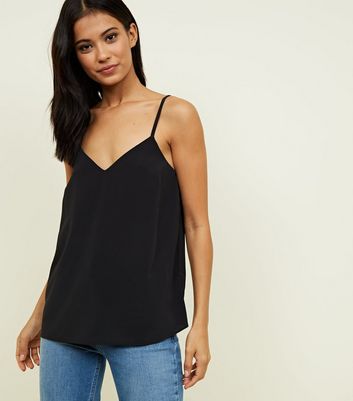 black wide strap cami top