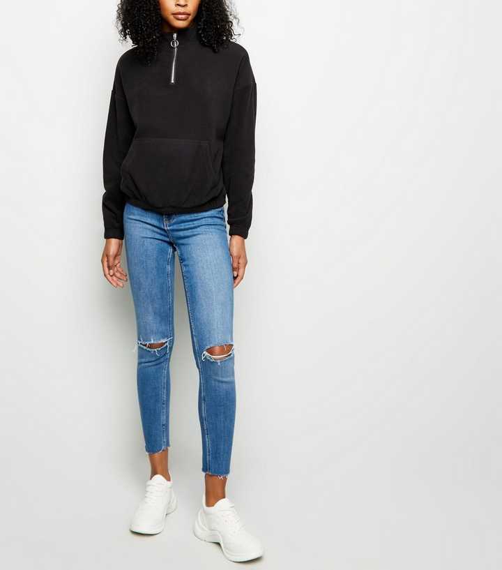 ASOS DESIGN oversized half zip sweatshirt in black
