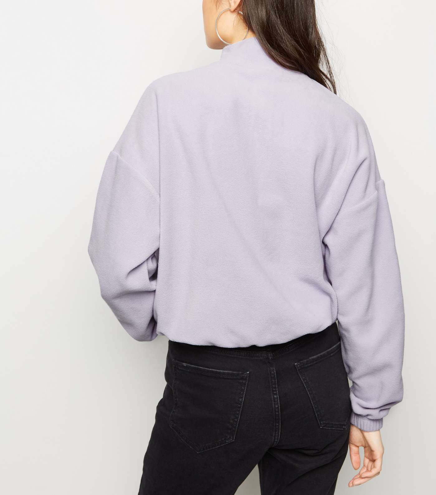 Lilac Zip Neck Fleece Sweatshirt Image 3