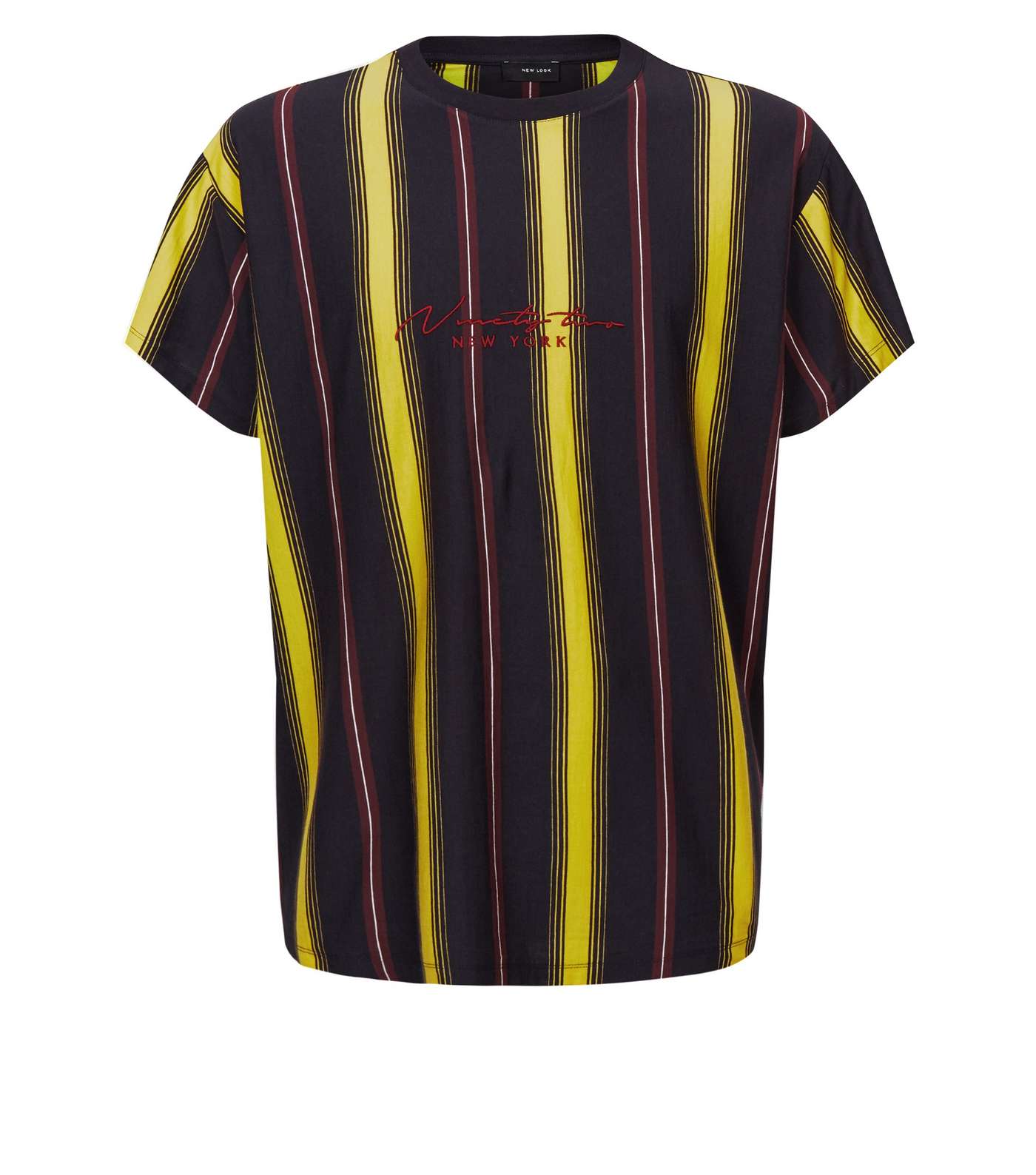 Yellow Ninety Two Embroidered Vertical Stripe T-Shirt Image 4