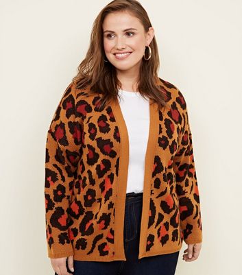 orange leopard print cardigan
