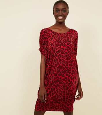 red leopard print dress new look