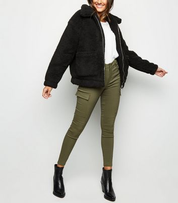 black borg pocket front coat