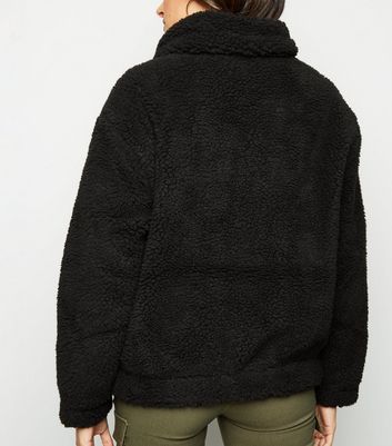 Black Teddy Borg Pocket Front Jacket