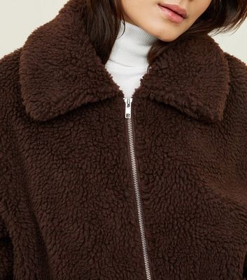 new look brown teddy coat