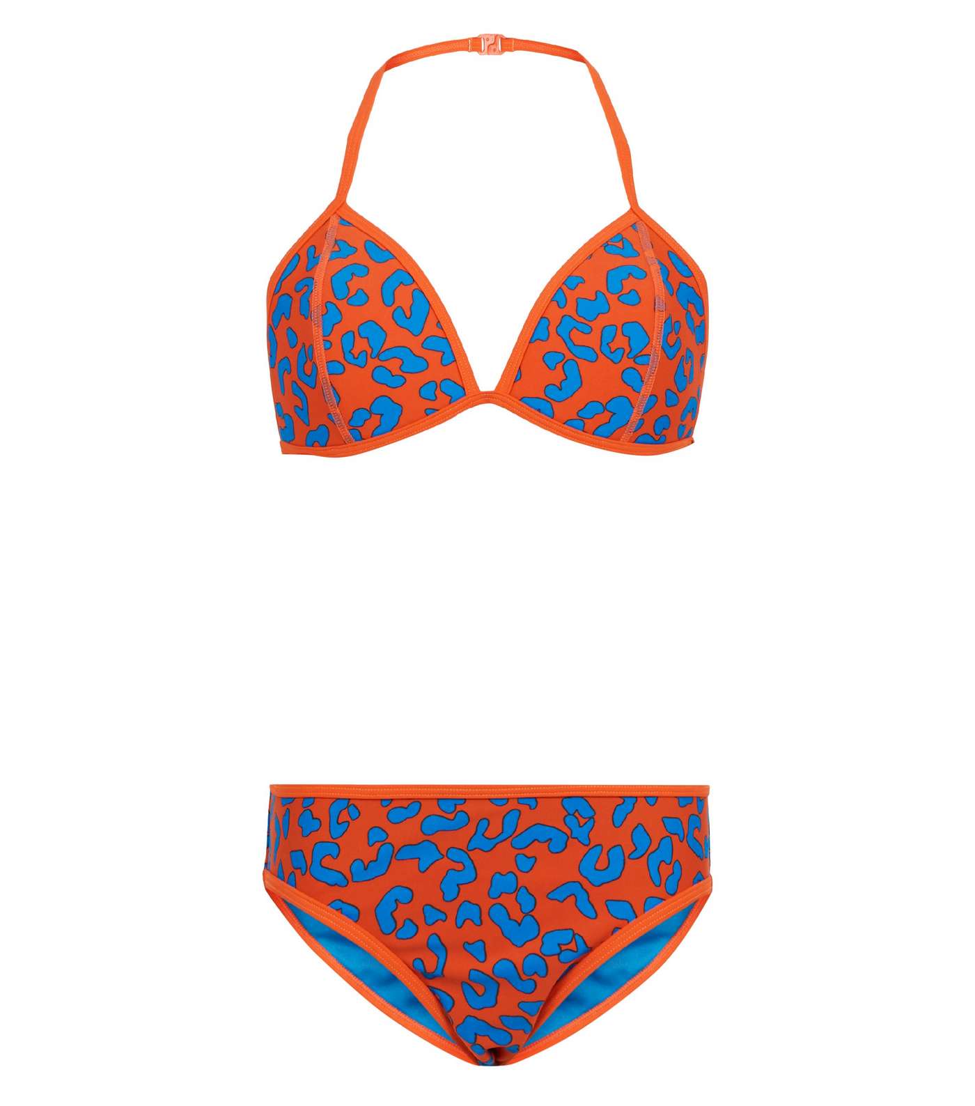 Girls Orange Neon Leopard Print Bikini 