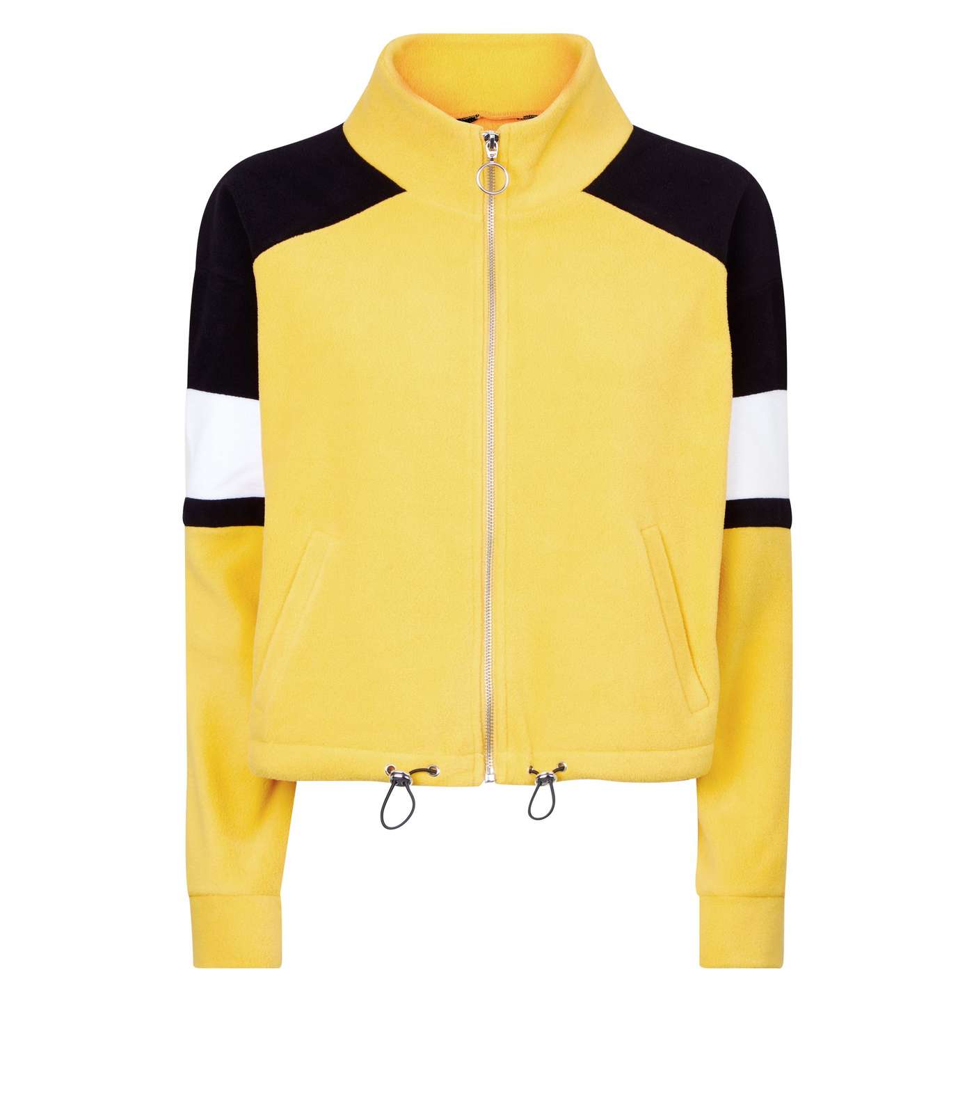 Mustard Colour Block Fleece Jacket  Image 4