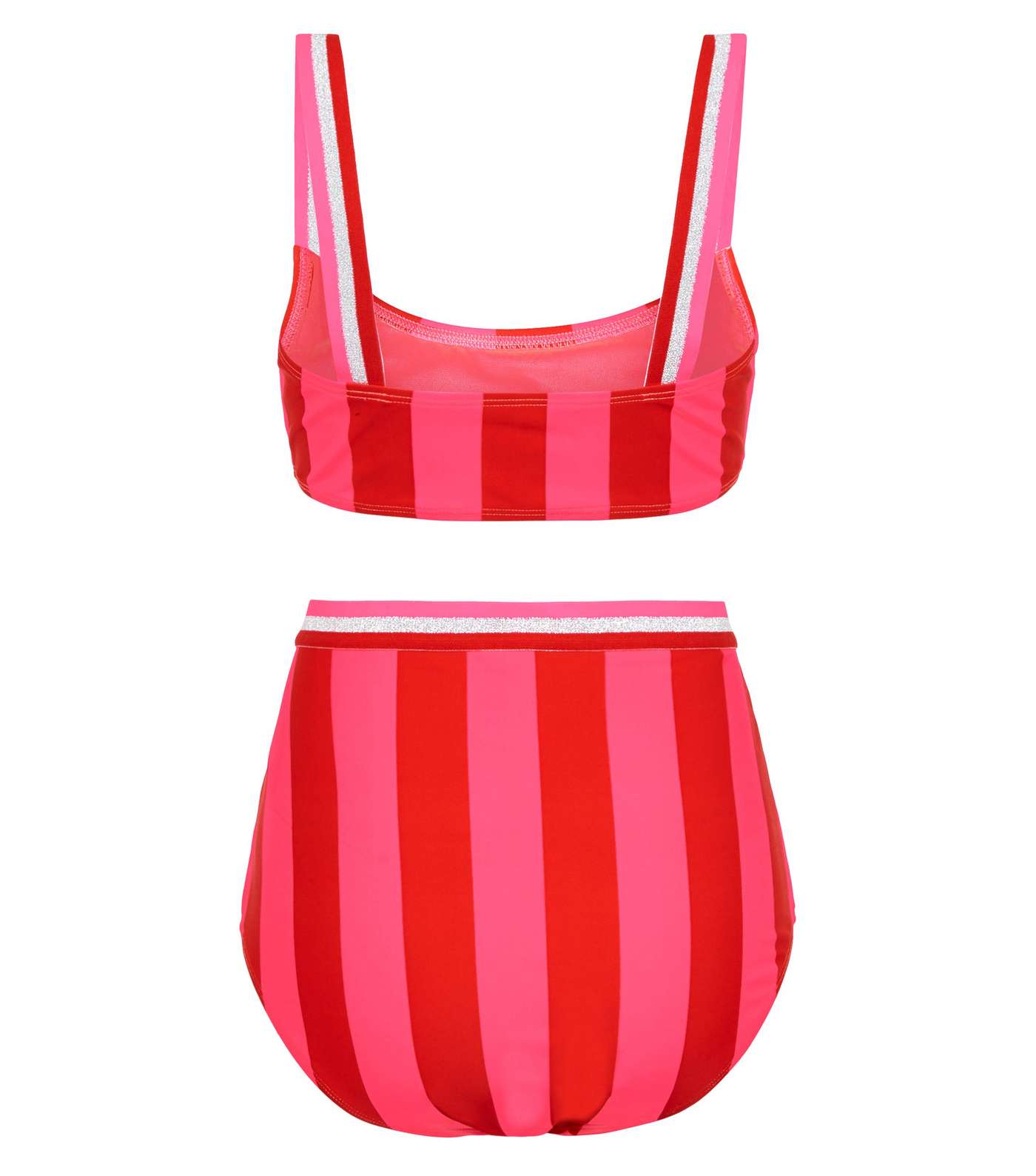 Girls Pink Stripe Glitter Bikini Set Image 2