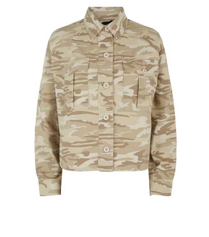 Dark Green Camo Print Utility Jacket