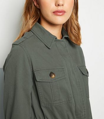 Khaki 4 pocket outlet utility shacket