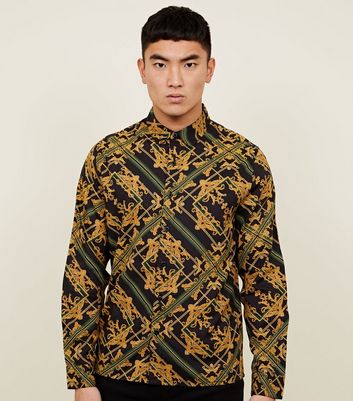 baroque print shirt mens