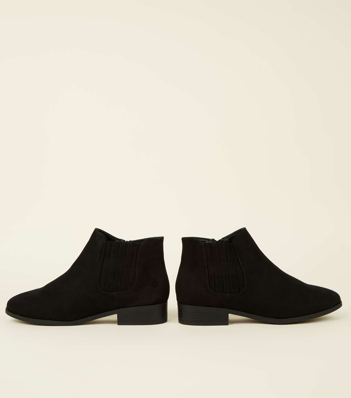 Wide Fit Black Suedette Flat Chelsea Boots Image 4