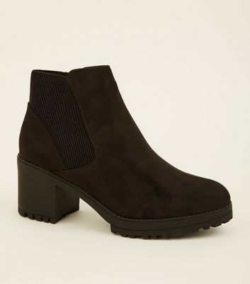 black suedette teddy trim chunky lace up boots