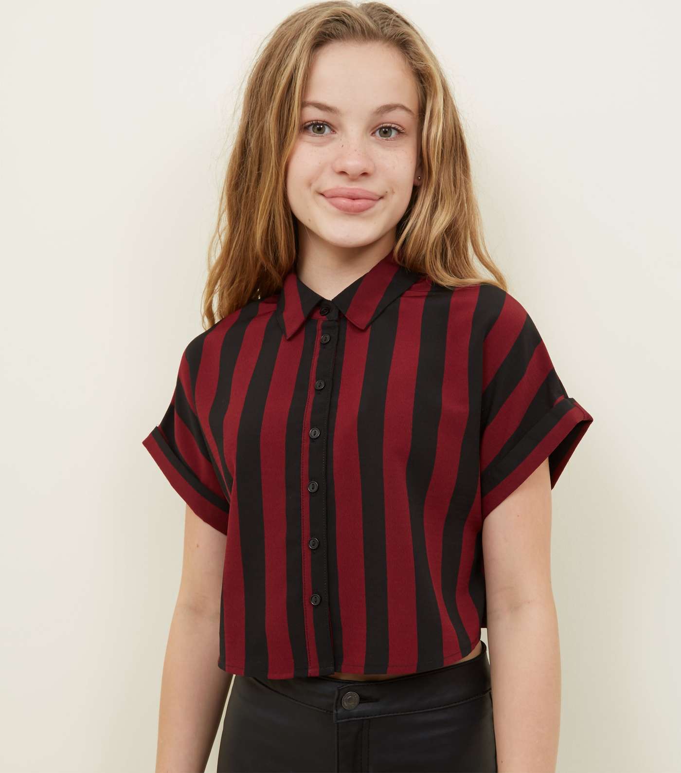 Girls Red Stripe Boxy Shirt 