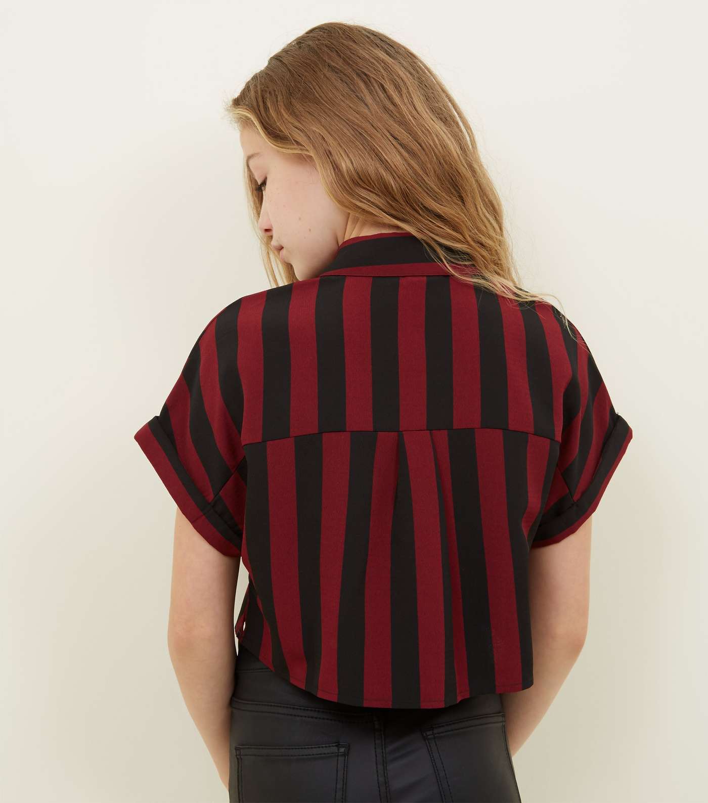 Girls Red Stripe Boxy Shirt  Image 3