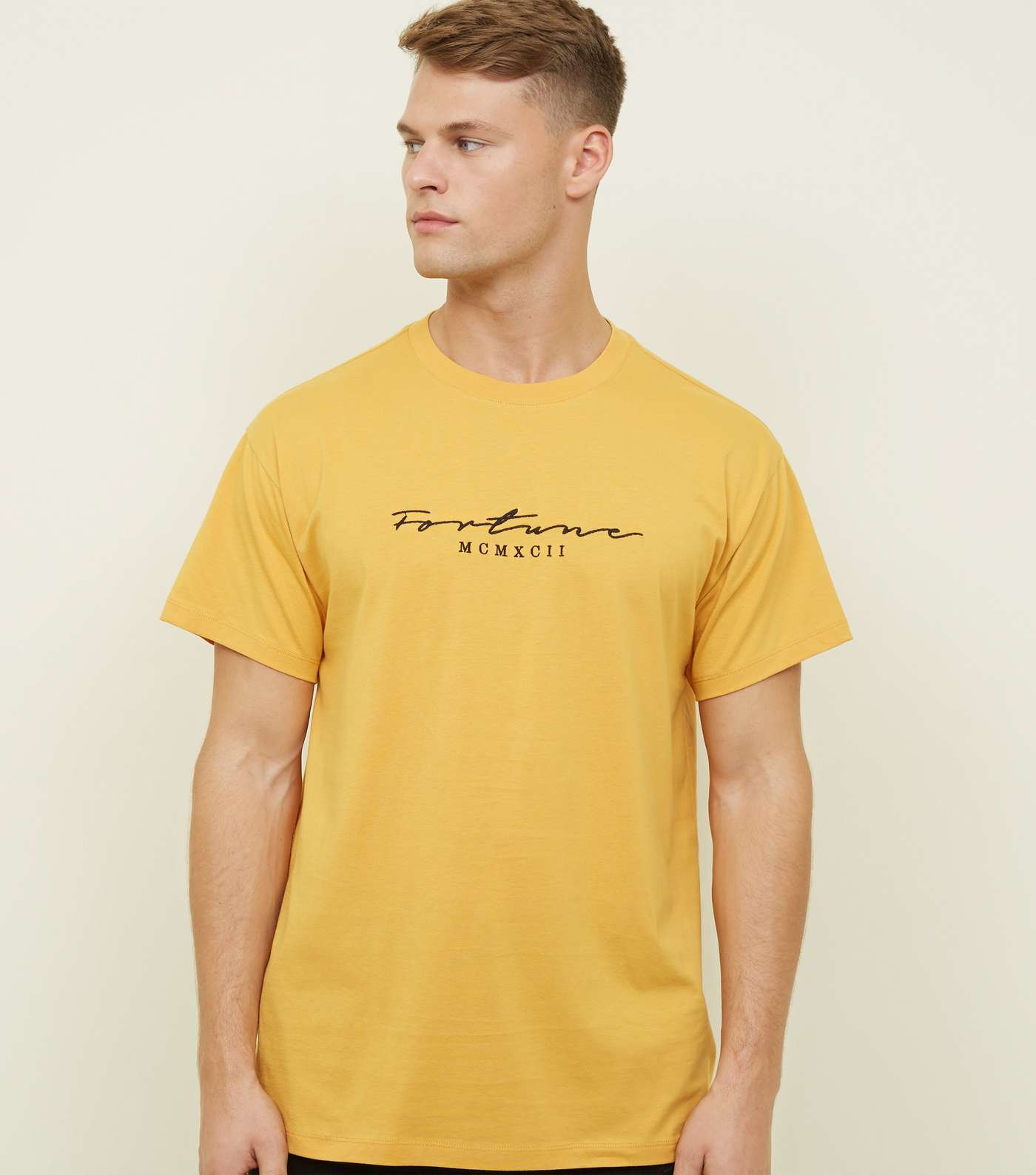 Yellow Fortune Embroidered Logo T-shirt