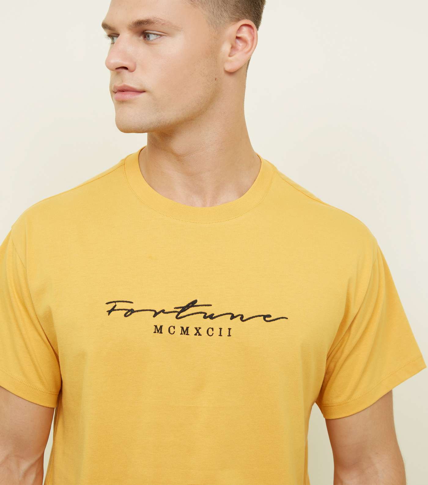 Yellow Fortune Embroidered Logo T-shirt Image 5