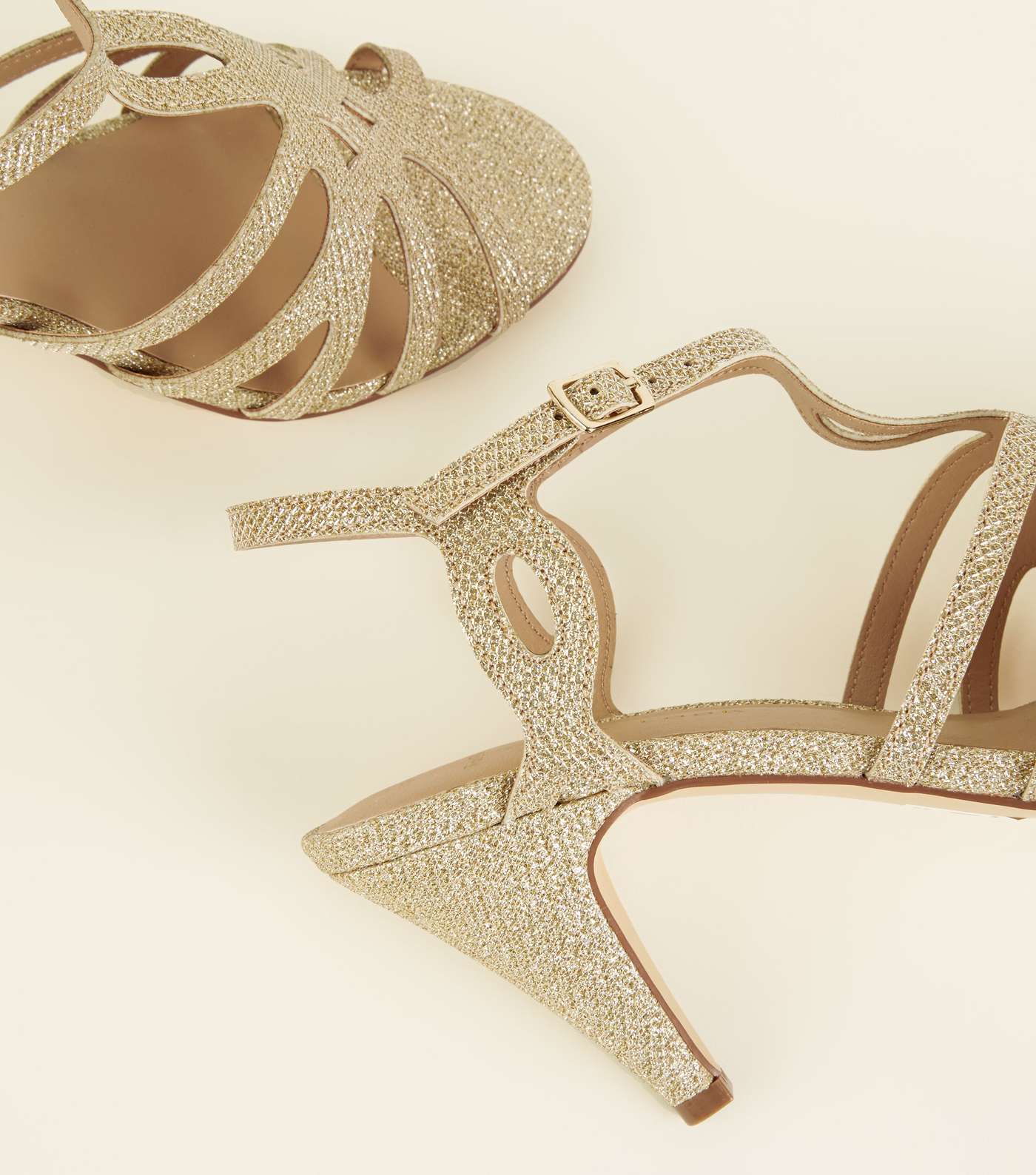 Wide Fit Gold Glitter Strappy Dancing Shoes Image 4