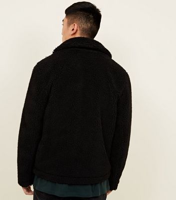 borg zip up jacket black