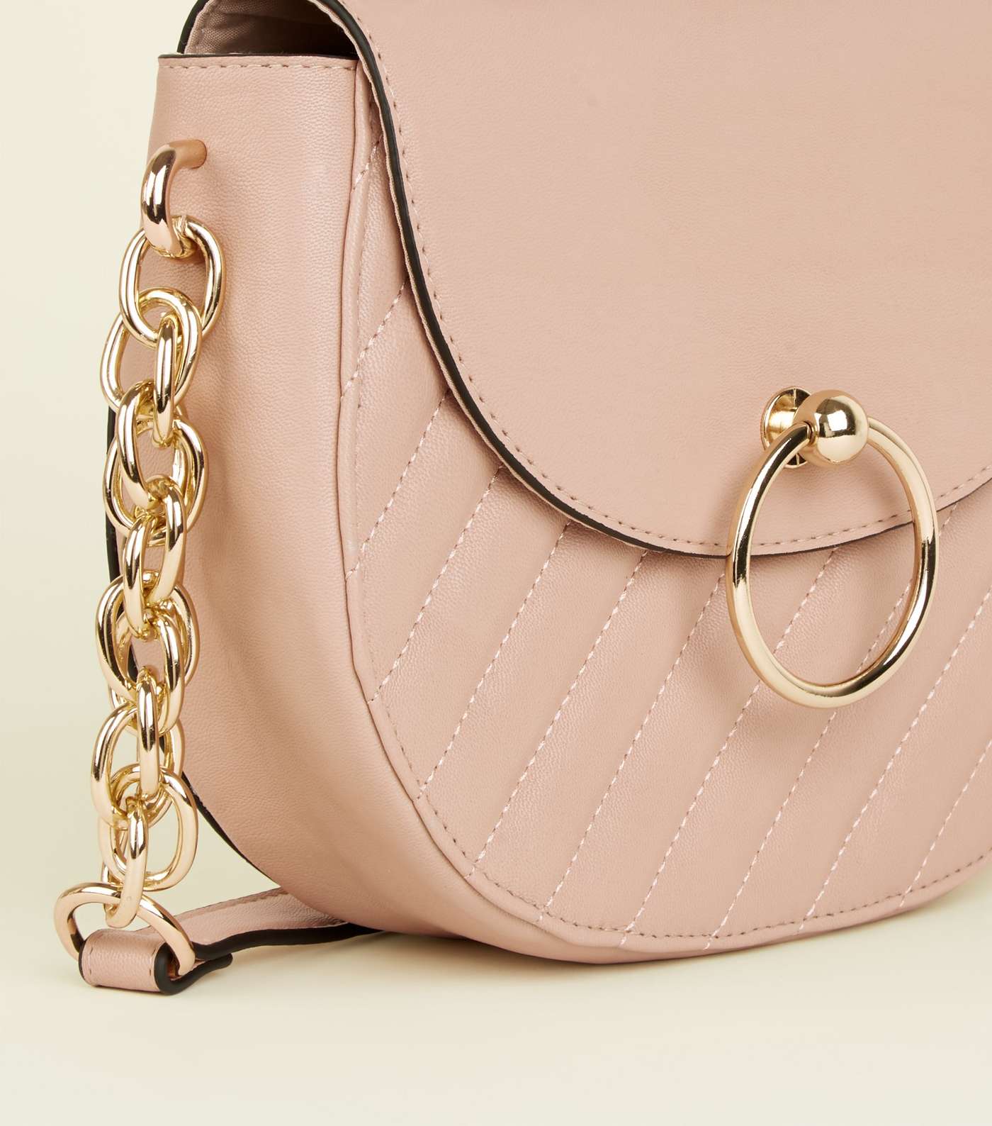Nude Quilted Mini Saddle Bag Image 3