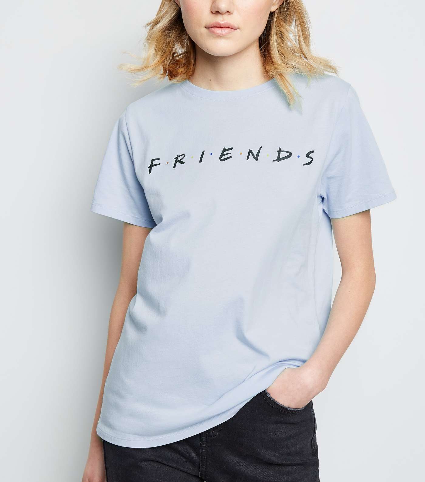 Pale Blue Friends Slogan T-Shirt